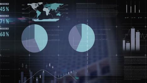 Animation-Der-Digitalen-Datenverarbeitung-über-Statistiken-Auf-Dunklem-Hintergrund