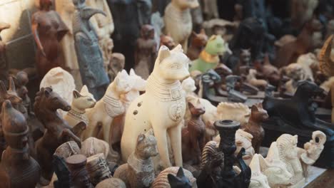 hand carved souvenir statues of animal, cats and egyptian gods