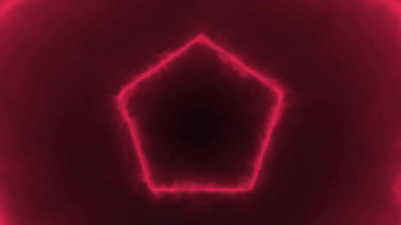 Animation of glowing neon shapes moving over black background