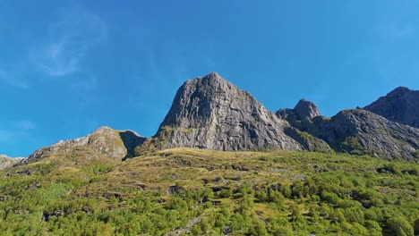 aerial of the peaks and hills near syvdefjorden in the vanylven municipality, norway