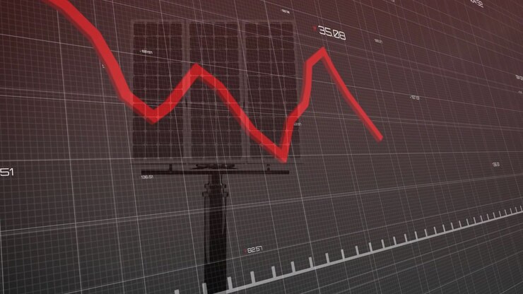 Pole anchoring, data feed starting red line drawing across finance grid showing market drop