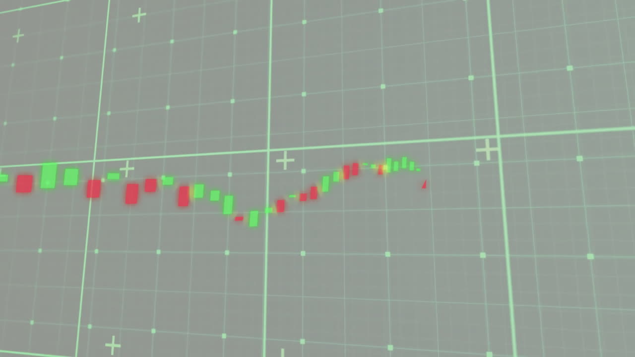 회색 배경에 그리드에 대한 금융 데이터 처리의 애니메이션