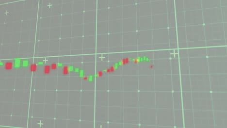 animation of financial data processing over grid on grey background