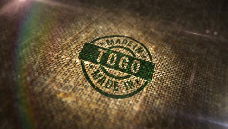 made in togo sign stamp on linen sack loop animation