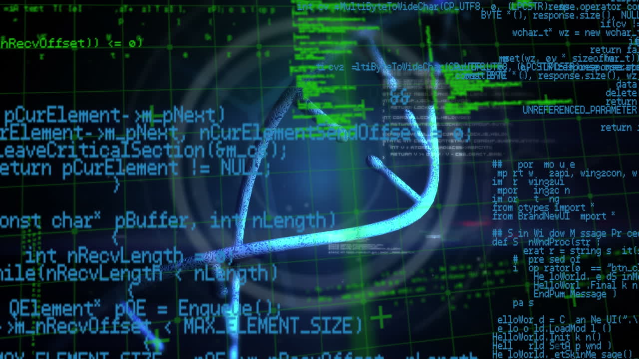 Animation of data processing over dna strand