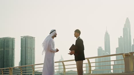 business discussion in dubai cityscape