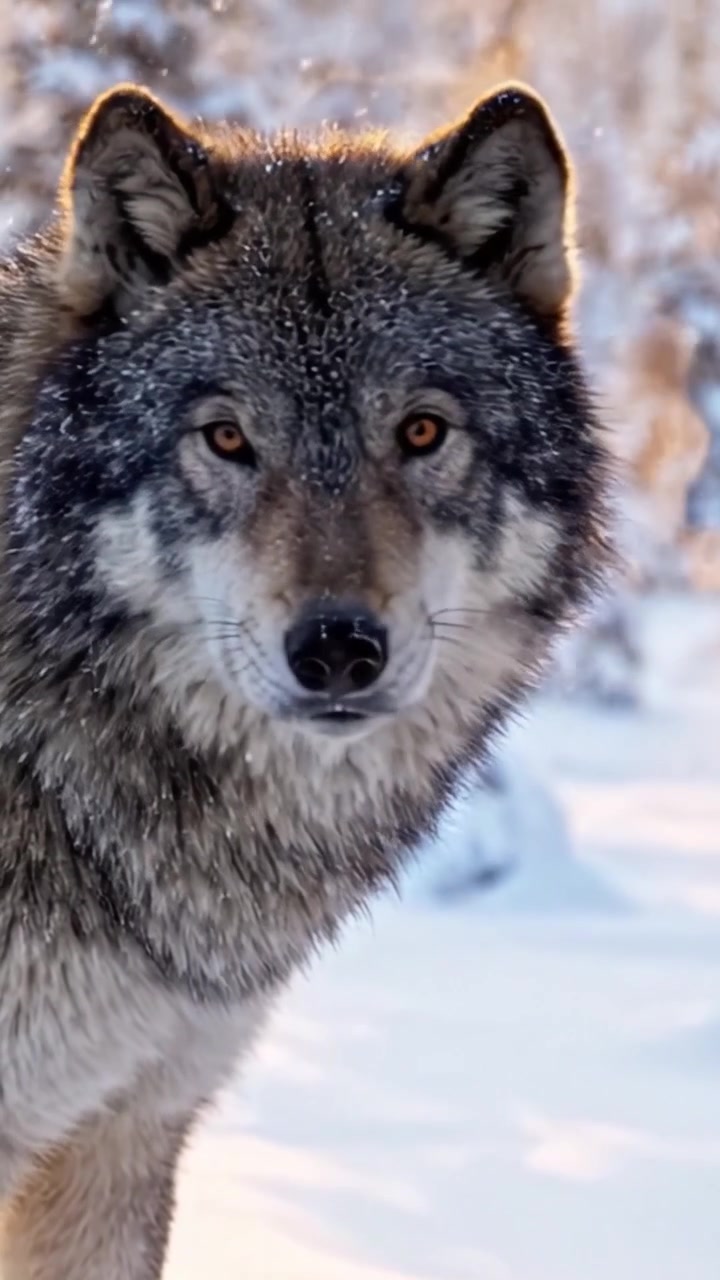 Majestic Wolf in Winter Wonderland: Captivating Moments of a Lone Wolf Amidst Snowy Trees, Exhaling Steam in the Crisp Cold Air