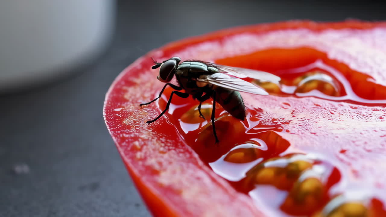 Fly on a Slice of Tomato