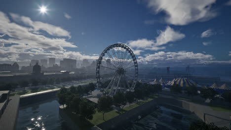 ferris wheel in cityscape