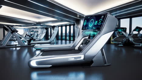 treadmills in a futuristic gym