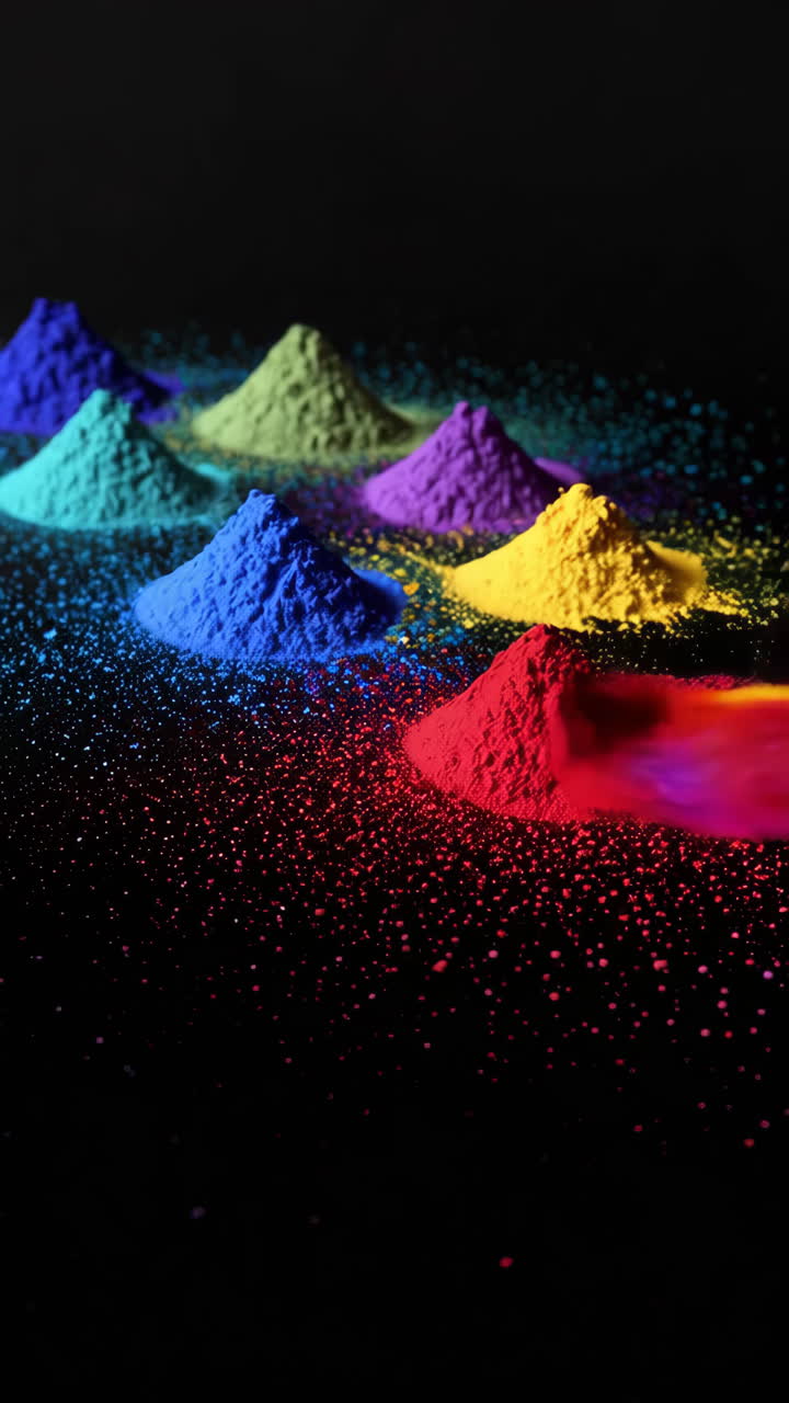 Colorful Powder Dyes on Black Background