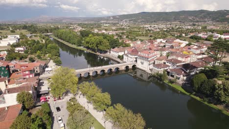 ancient roman stone pedestrian bridge across the tâmega river, chaves, portugal