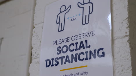 social distance information sign for covid-19, close up