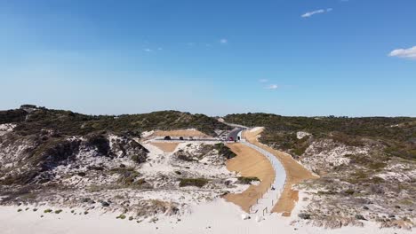 Aerial-View-Over-Mindarie-Beach-Access-And-Car-Park,-Perth-Australia