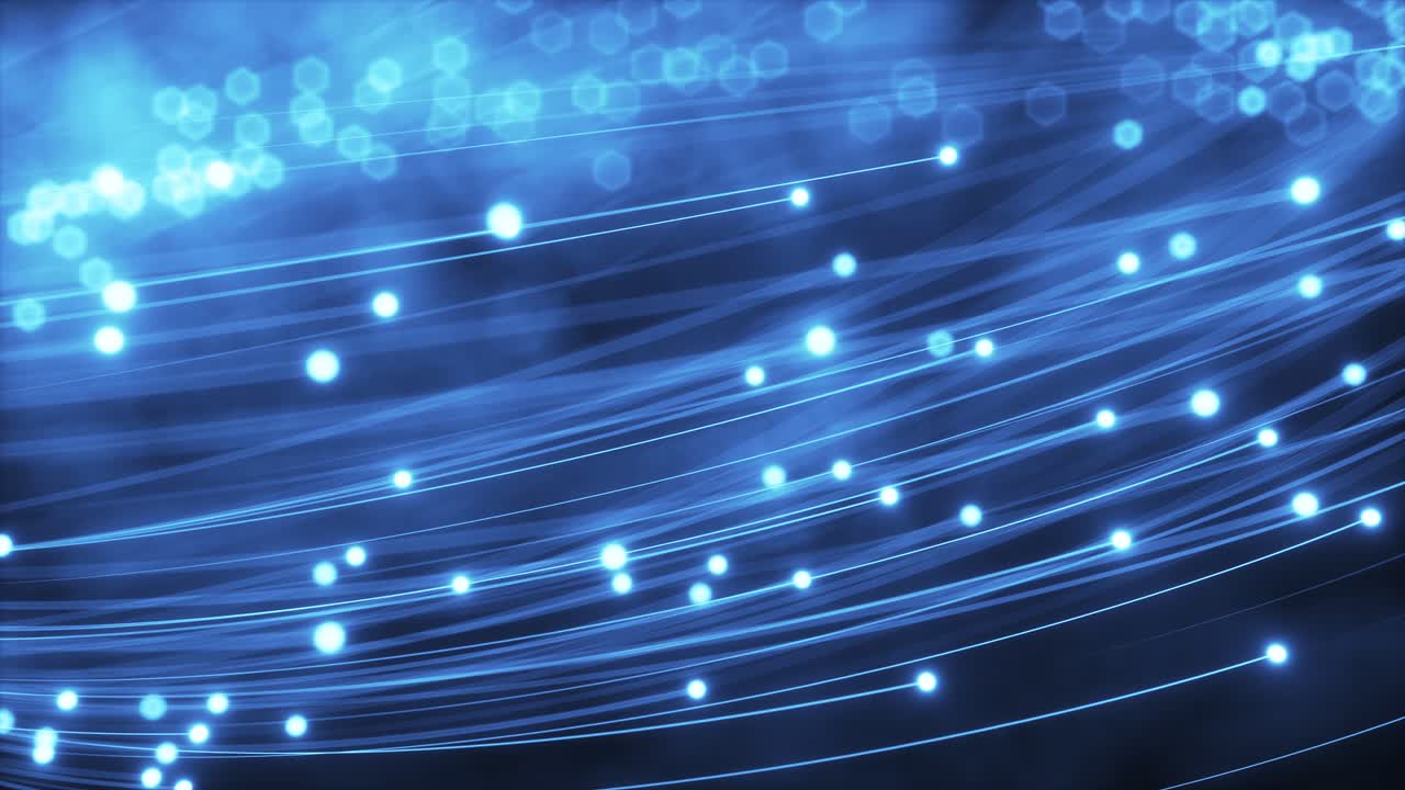 líneas brillantes azules abstractas y fondo bokeh