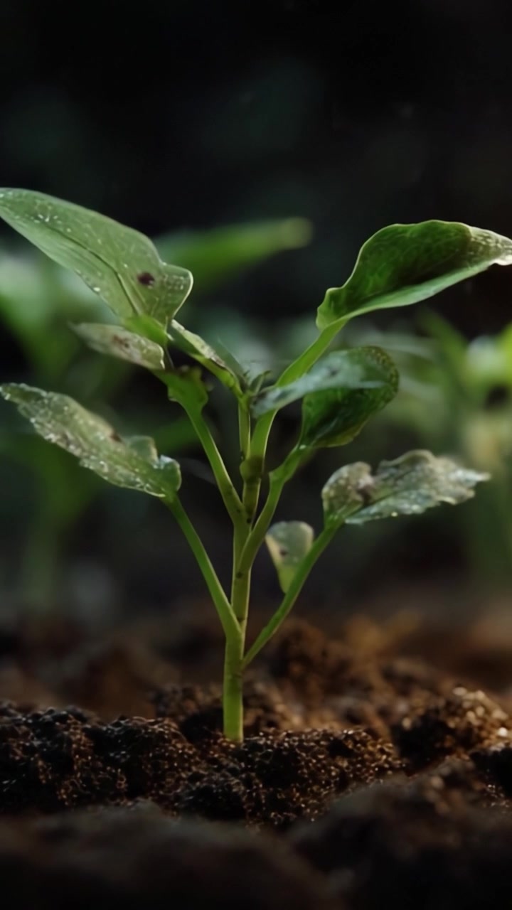 A Journey of Growth: Time-lapse of a Young Plant Emerging from Soil, Symbolizing Life, Resilience, and the Beauty of Nature’s Greenery in Rich Earth