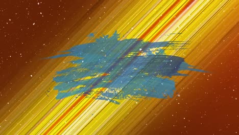 Animation-of-blue-shapes-moving-on-yellow-background