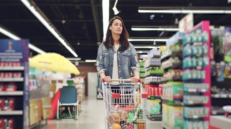 Woman Shopping in a Grocery Store