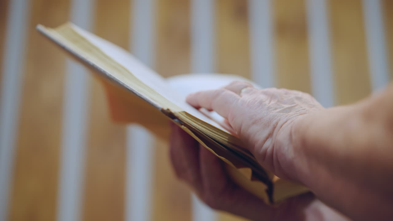 Elderly lady flips through memories. Older woman slowly browsing through treasured family photographs. Dignified elderly lady flipping through her cherished collection of family memories with care