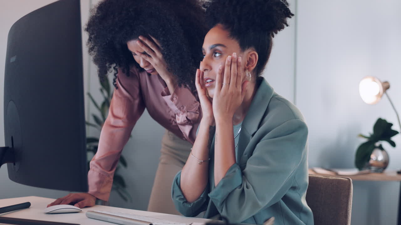 Stress, headache and business women working