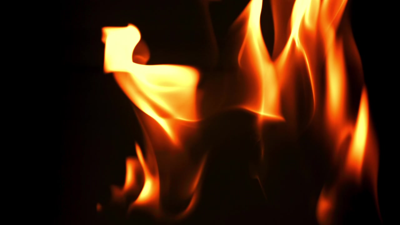 Abstract Fire Flames Dancing on a Black Background