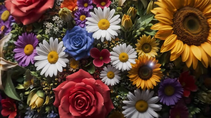 Lebendige Kugel aus vielfältigen Blumen