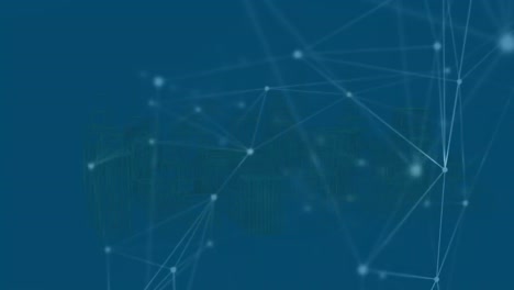 animación de la red de conexiones sobre la ciudad digital