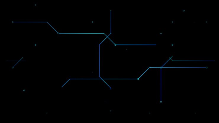 Animated Digital Circuit Board Lines on Black Background