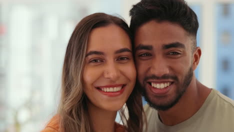 Face,-selfie-and-couple-moving-into-new-house