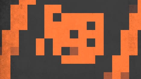 cara pixelada con sombreado negro y naranja grungy y expresivo