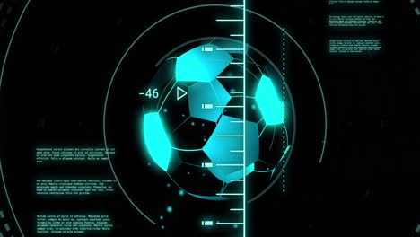 animación del escaneo del alcance y el procesamiento de datos sobre el fútbol digital.