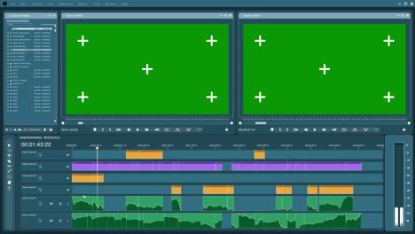 video editor software ui showing mockup chroma key footage being modified