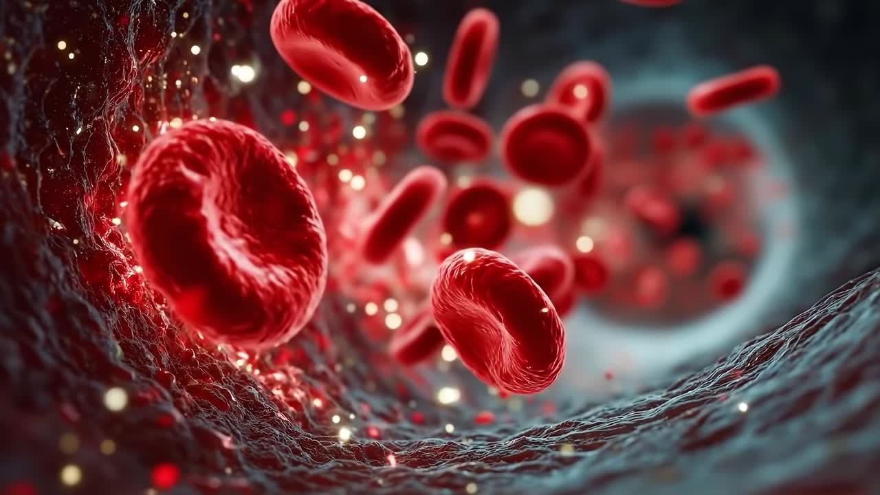 glóbulos rojos en una vena