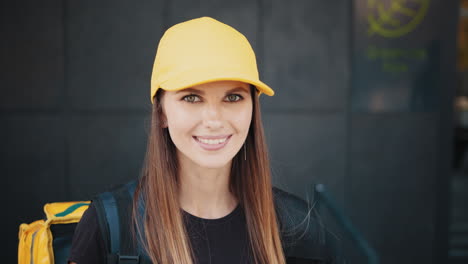 smiling woman delivery person