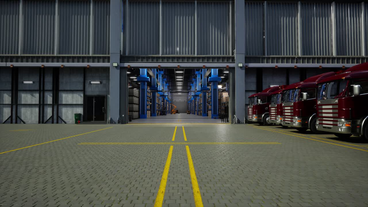Truck In Front Of An Industrial Logistics Building