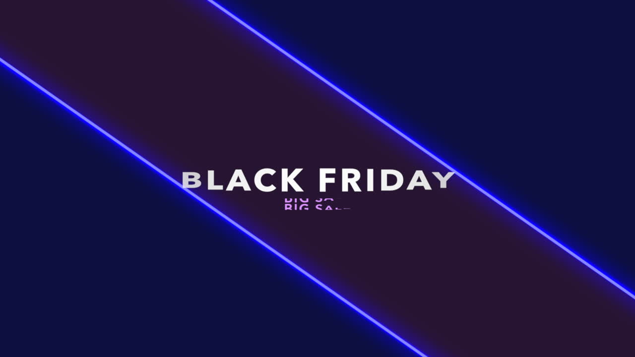 Black Friday med neonblå linjer på sort gradient
