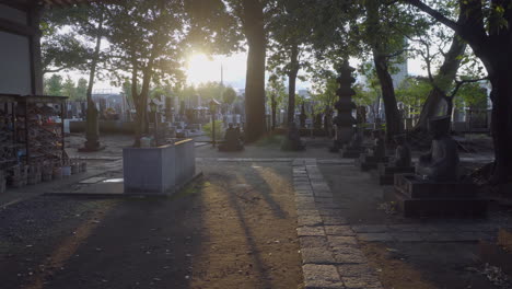 cemeteries in japan are usually at the back of temples, with easy access for people to pay tribute to the deceased