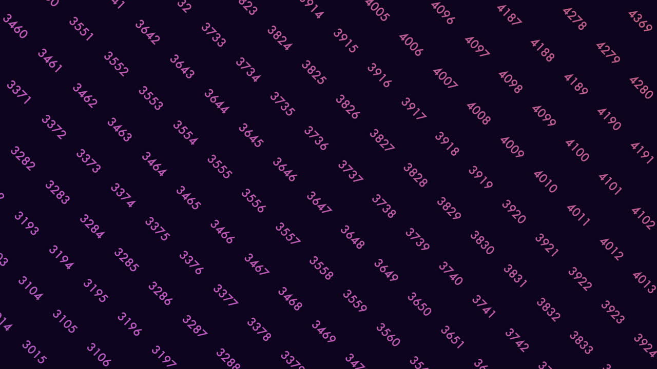 patrón de números aleatorios en filas en el espacio oscuro