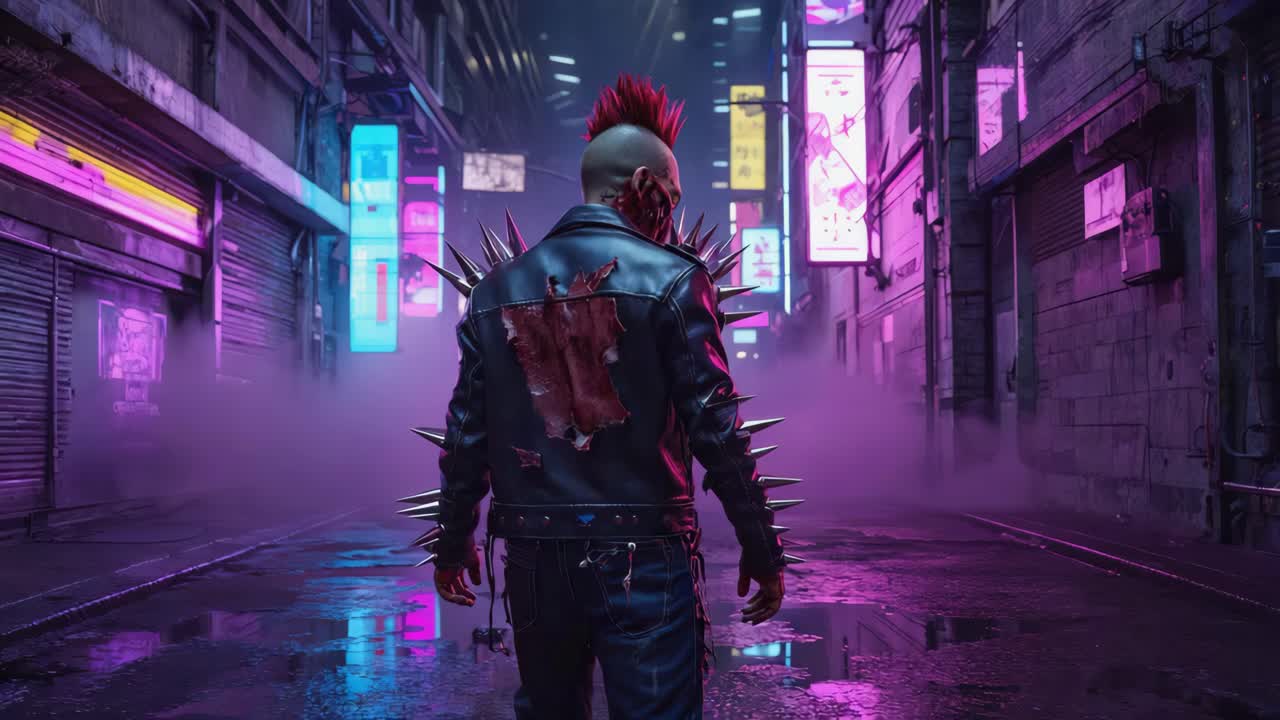 Cyberpunk Punk in a Neon City