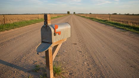 A Quiet Country Road with a Rustic Mailbox by the Pathway: A Serene Scene Capturing the Essence of Rural Life and Solitude in Nature's Embrace