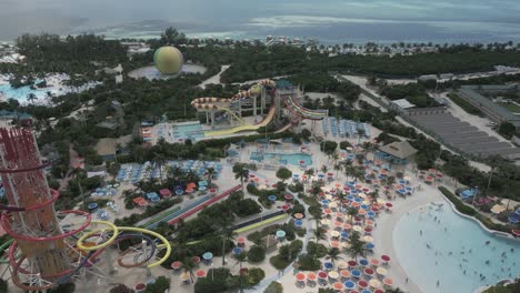 aerial retreats from thrill waterpark water slides on coco cay bahamas