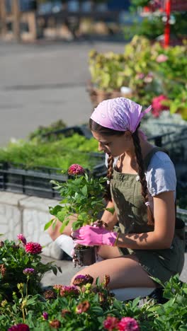 woman planting flowers