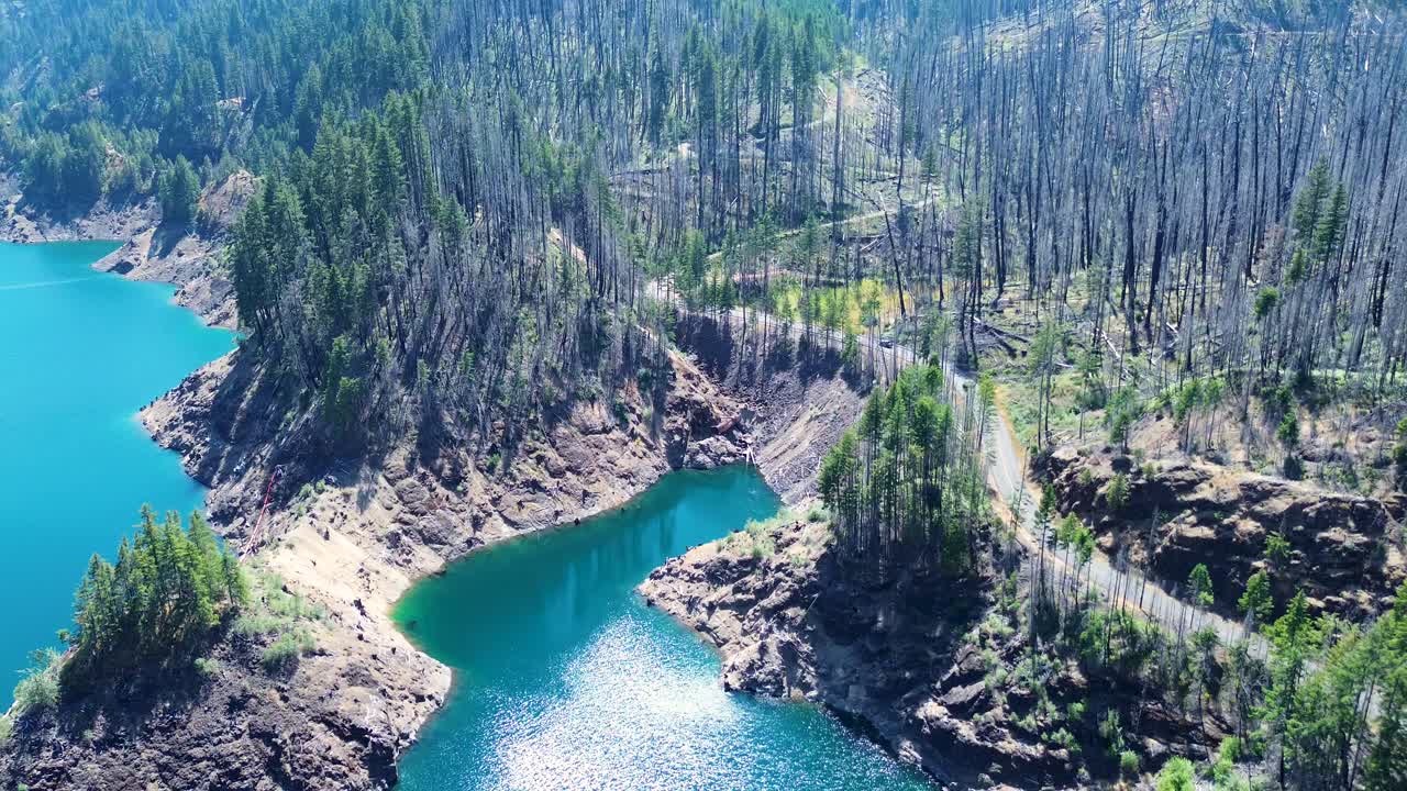 paisaje aéreo de drones del embalse de cougar, la presa, el lago con árboles forestales, los parques nacionales de oregon, estados unidos, la naturaleza, la bifurcación sur del río mckenzie, el turismo de viajes de terwilliger, la naturaleza.
