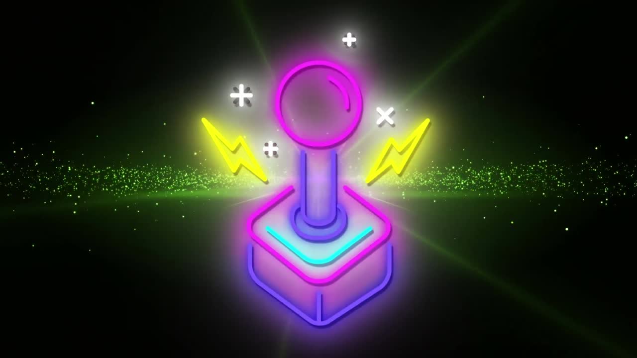 animación de neón de alegría almohadilla sobre luz verde y onda