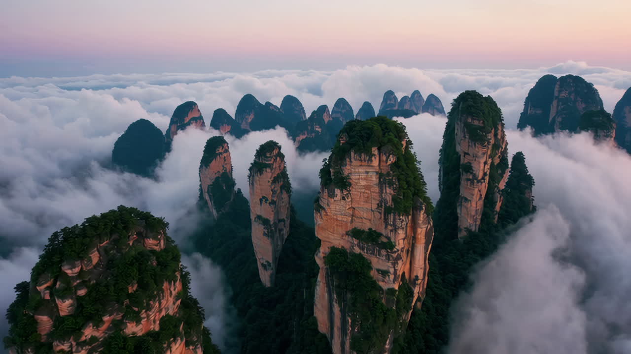 Majestic Mountains Piercing the Clouds