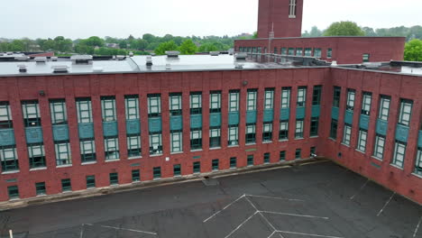 aerial pan of high school building