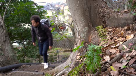 male backpacker hiking in kanagawa, japan