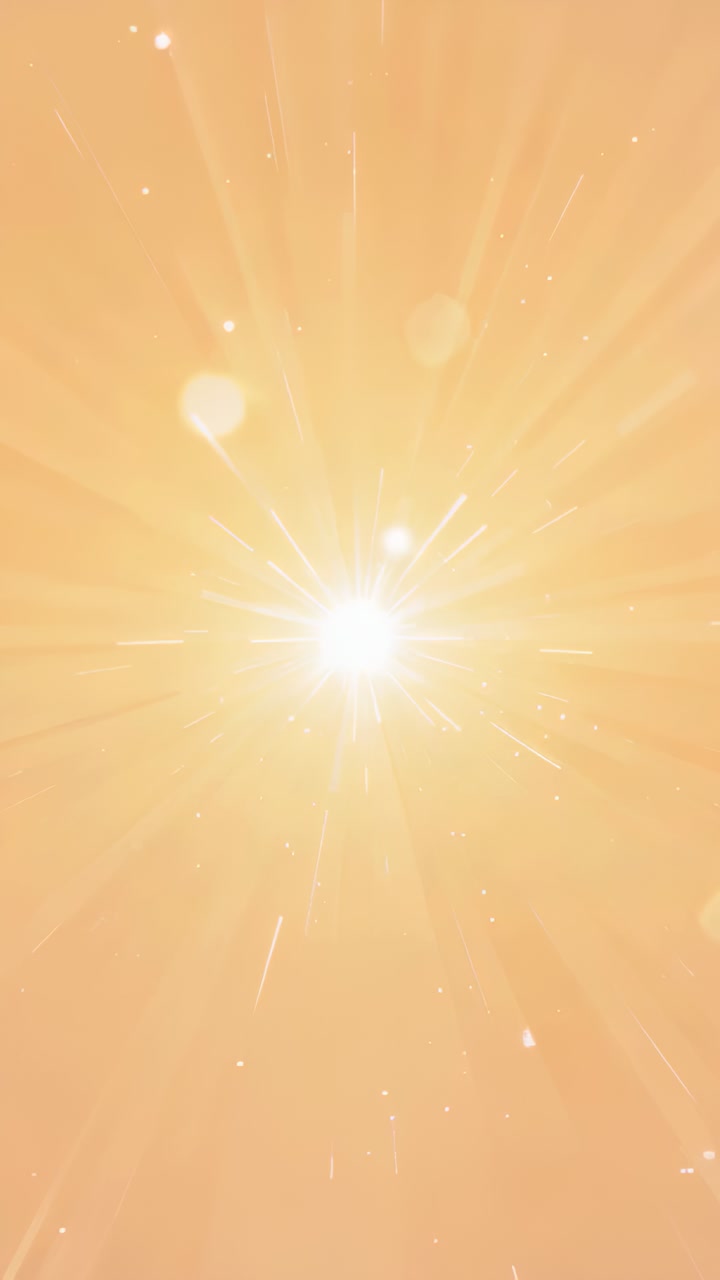 Vertical video: Animating white core brightening at center of warm orange field, radiating spikes