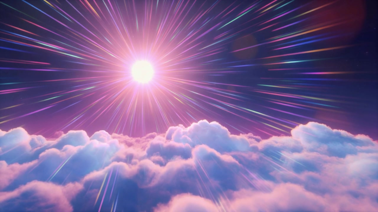 Bright Sun Shining Over Fluffy Clouds in the Sky