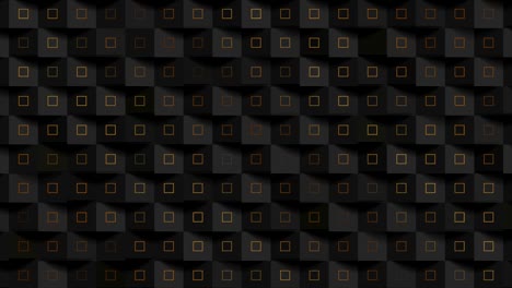 black abstract mosaic motion background with golden squares